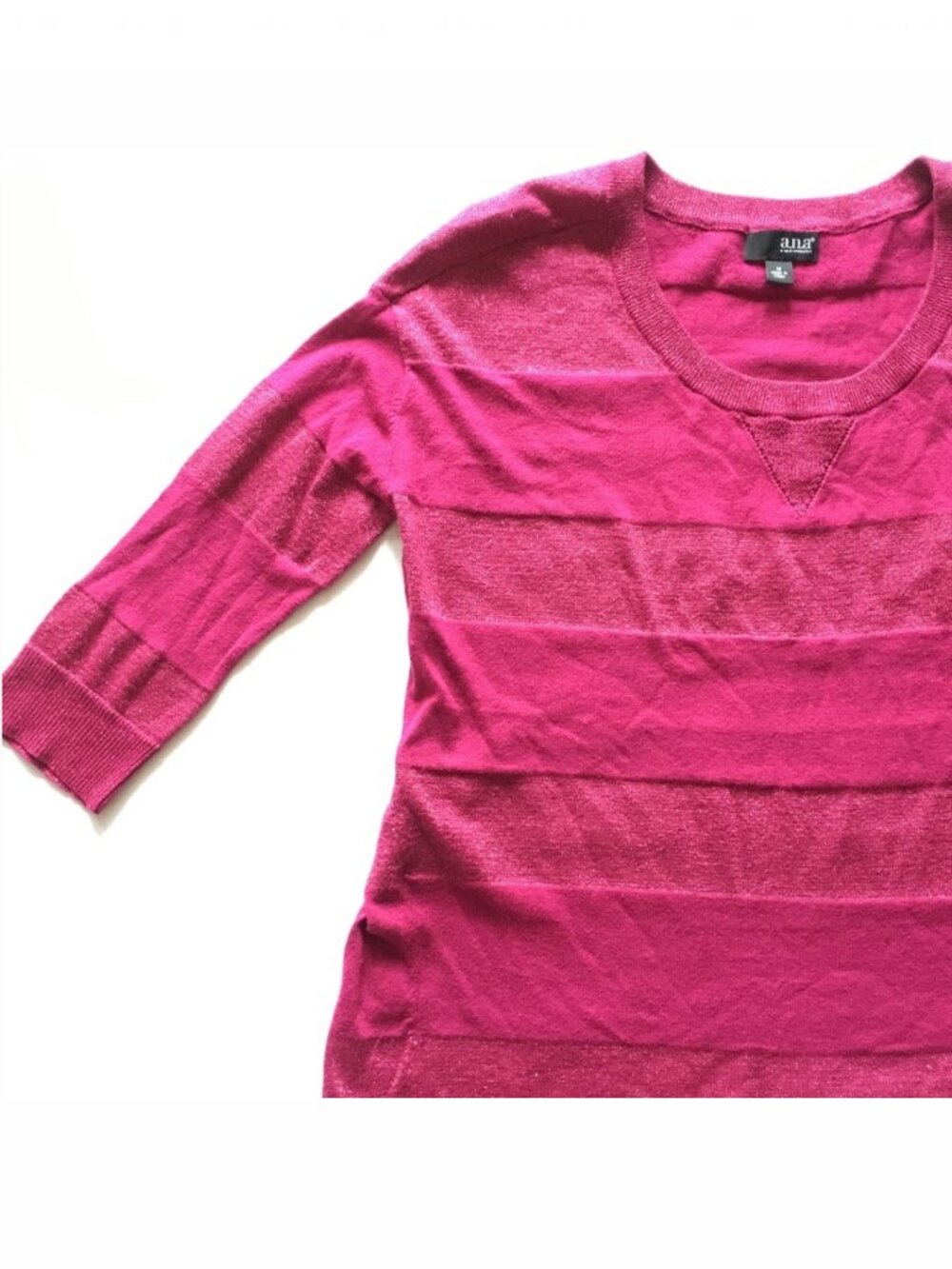 a.n.a. Magenta Sparkly Striped Sweater